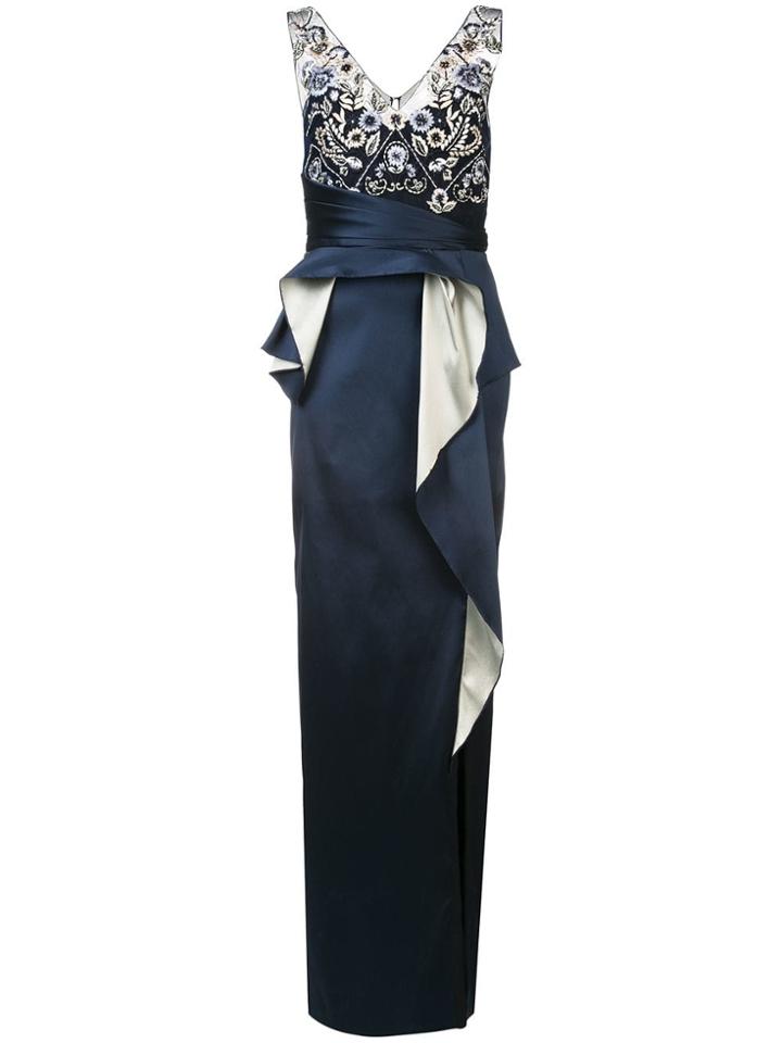 Marchesa Notte Ruffled Mikado & Tulle Gown - Black