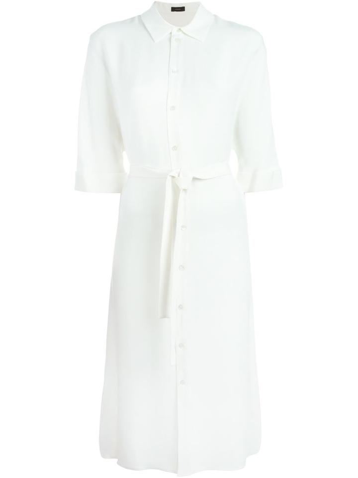 Joseph Belted Shirt Dress, Women's, Size: 38, White, Silk