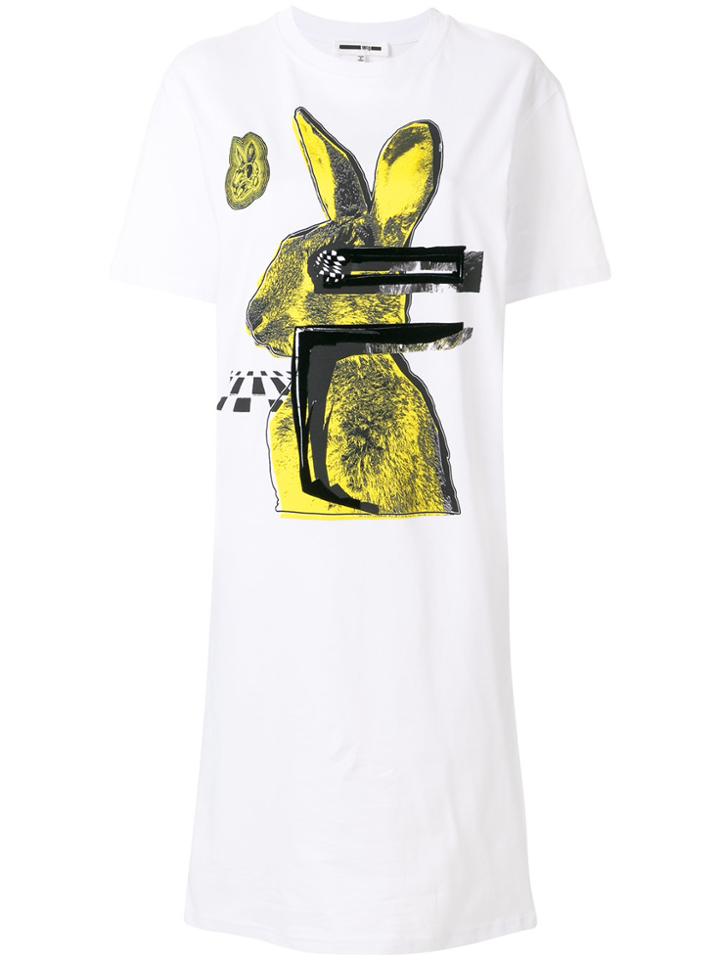 Mcq Alexander Mcqueen Bunny Print T-shirt Dress - White