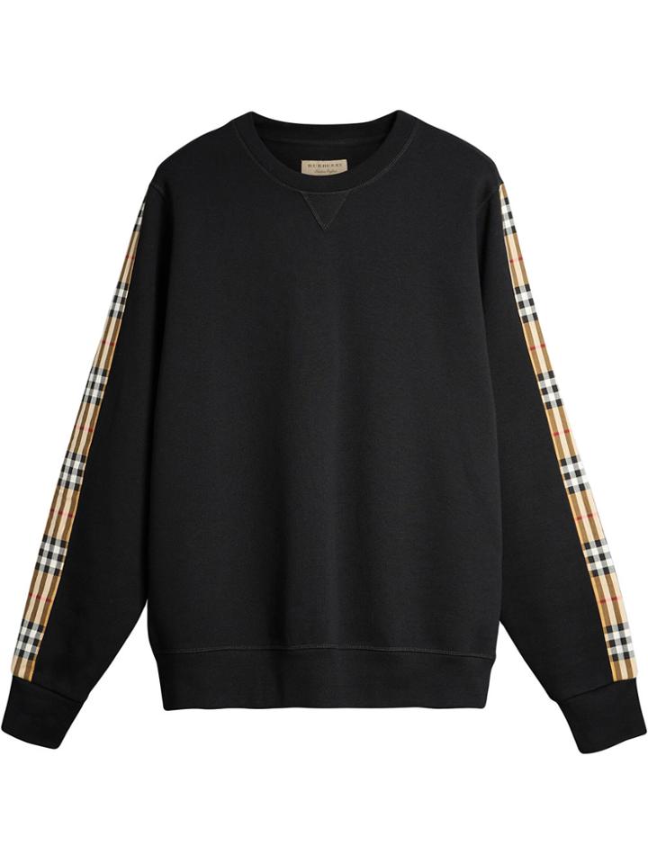 Burberry Vintage Check Detail Cotton Blend Sweatshirt - Black