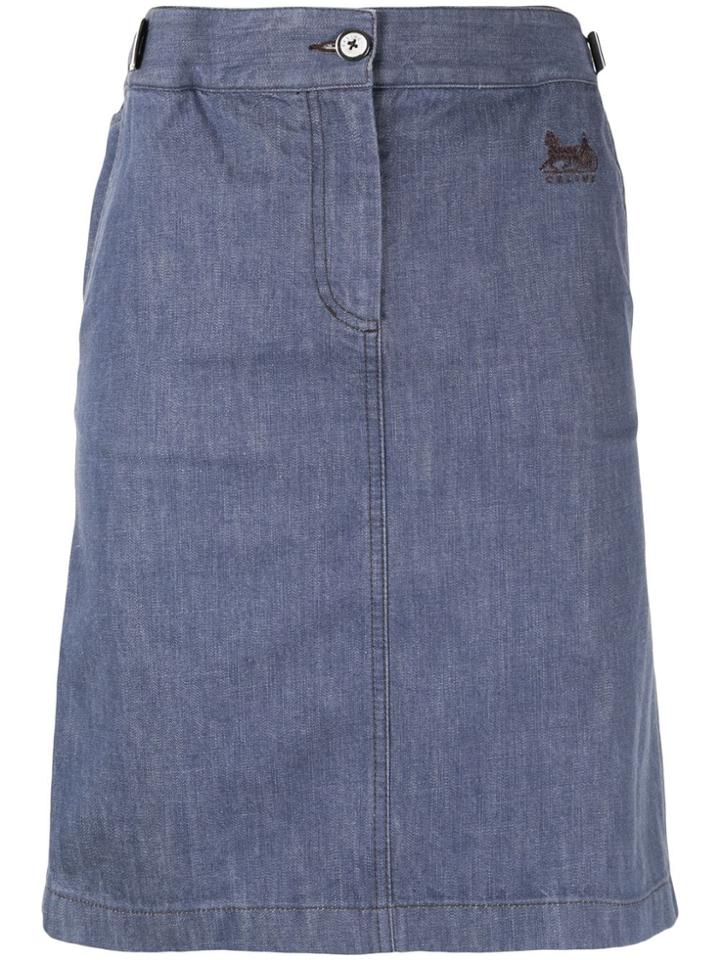 Céline Pre-owned Embroidered Logo Straight-fit Skirt - Blue