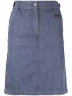 Céline Pre-owned Embroidered Logo Straight-fit Skirt - Blue