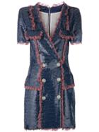 Balmain Double-breasted Sequin Mini Dress - Blue