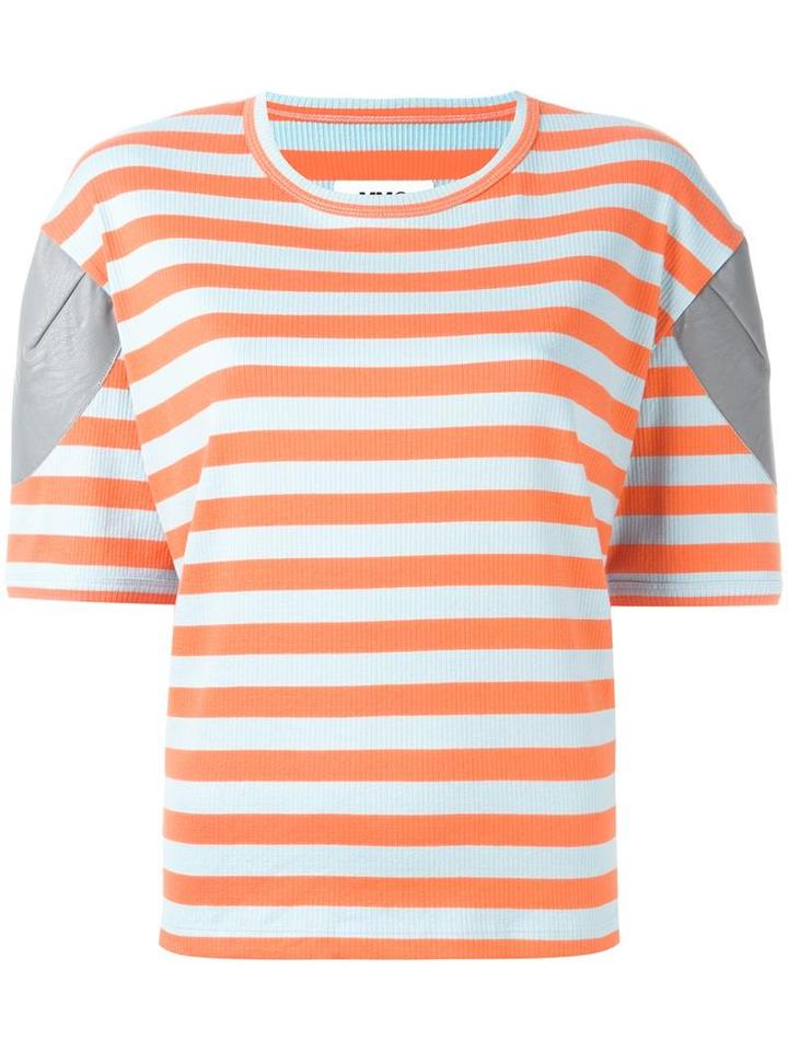 Mm6 Maison Margiela Striped T-shirt, Women's, Size: Small, Blue, Cotton/spandex/elastane/polyurethane/viscose