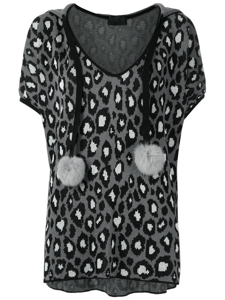 Andrea Bogosian - Animal Print Knit Blouse - Women - Spandex/elastane/viscose/polyimide - P, Grey, Spandex/elastane/viscose/polyimide