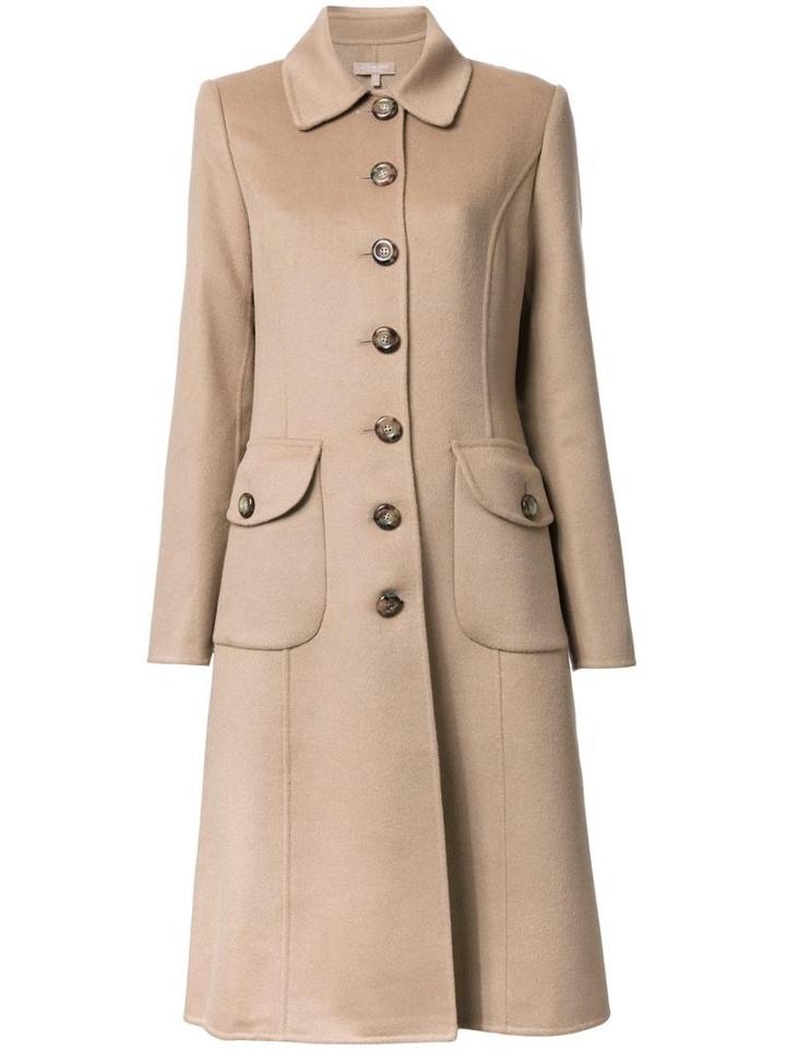 Michael Kors Buttoned Mid Coat, Women's, Size: 4, Brown, Angora/virgin Wool/cashgora