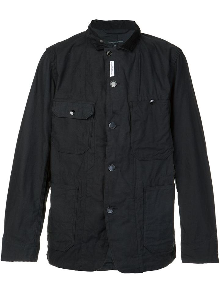 Engineered Garments Buttoned Lightweight Jacket, Men's, Size: Large, Black, Cotton