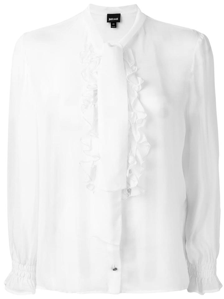 Just Cavalli Ruffle Front Blouse - White