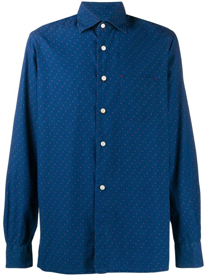 Kiton Dotted Print Shirt - Blue