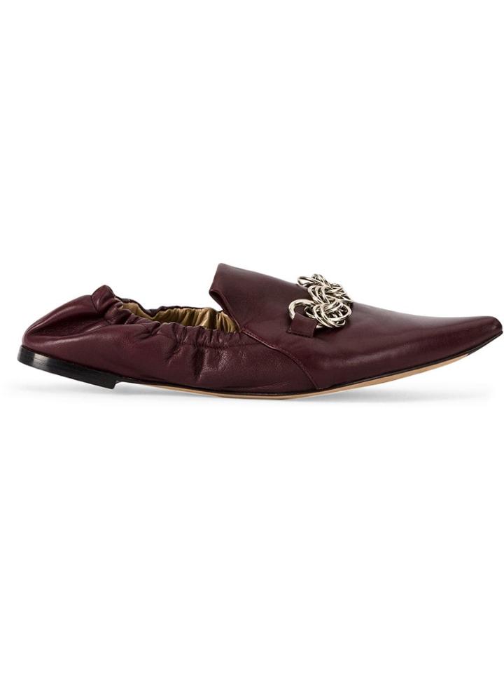 Chloé Chain Trim Slippers - Red