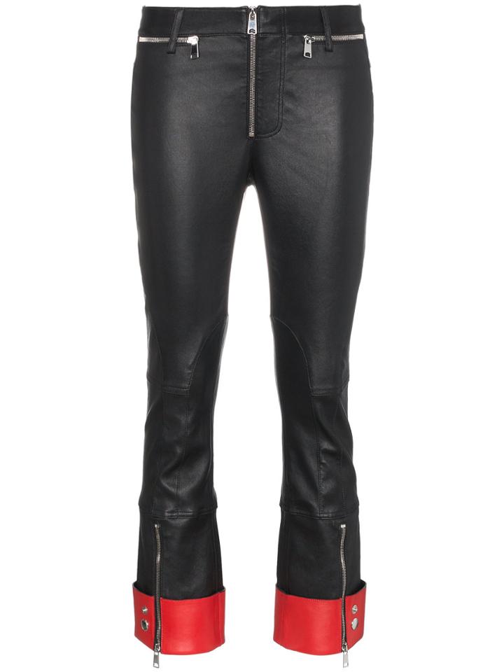 Alexander Mcqueen Skinny Cropped Leather Trousers - Black