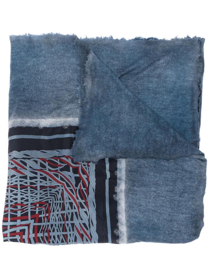 Avant Toi Graphic Print Dyed Scarf - Blue