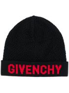 Givenchy Logo Embroidered Beanie Hat - Black