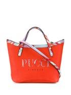 Emilio Pucci Burle Print Leather Twist Tote Bag - Red