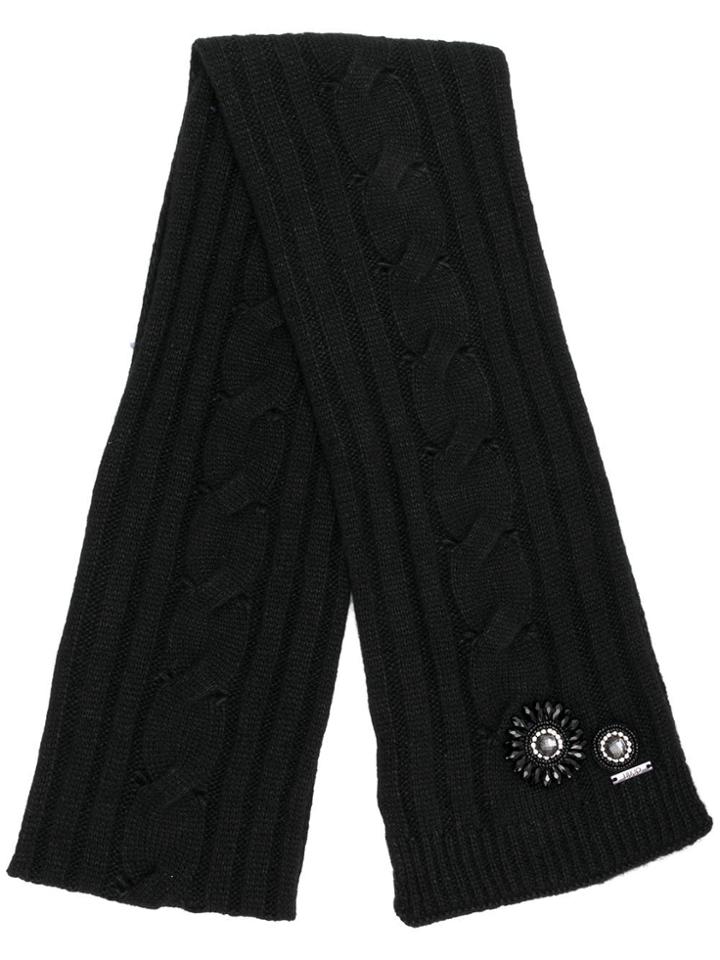 Liu Jo Embellished Cable-knit Scarf - Black