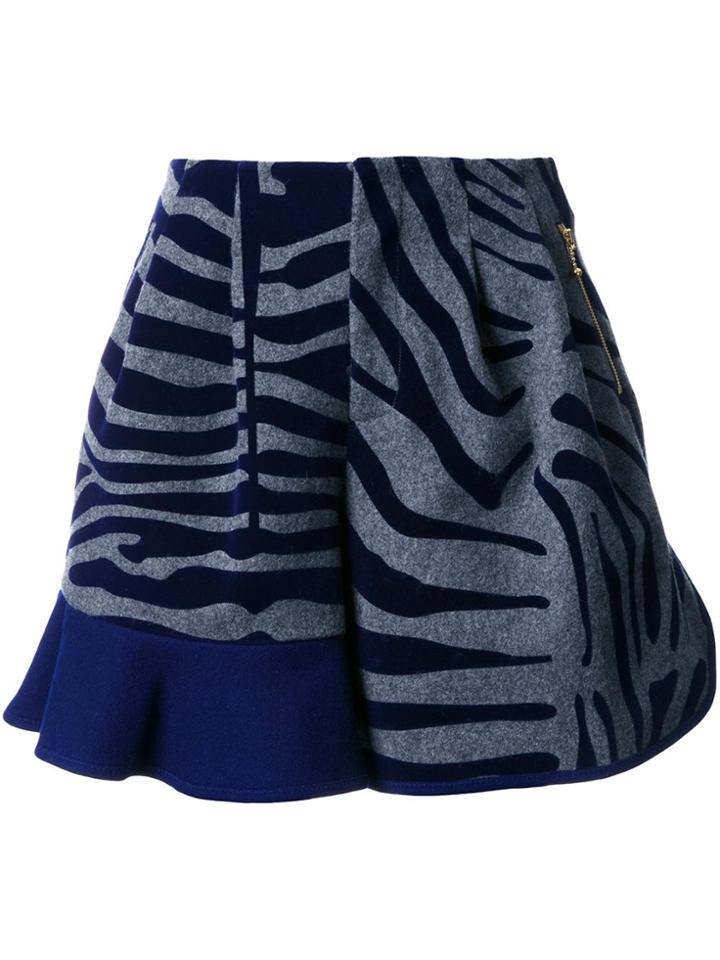 Kolor Animal Print Ruffle Shorts - Blue