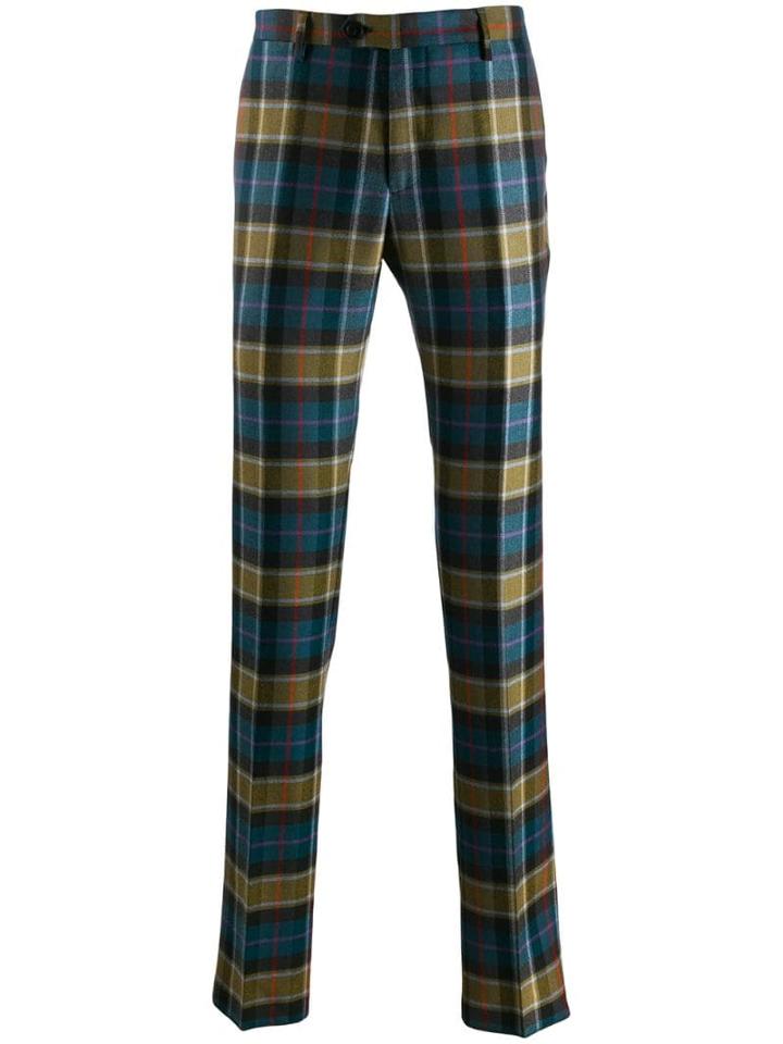 Etro Tartan Trousers - Blue