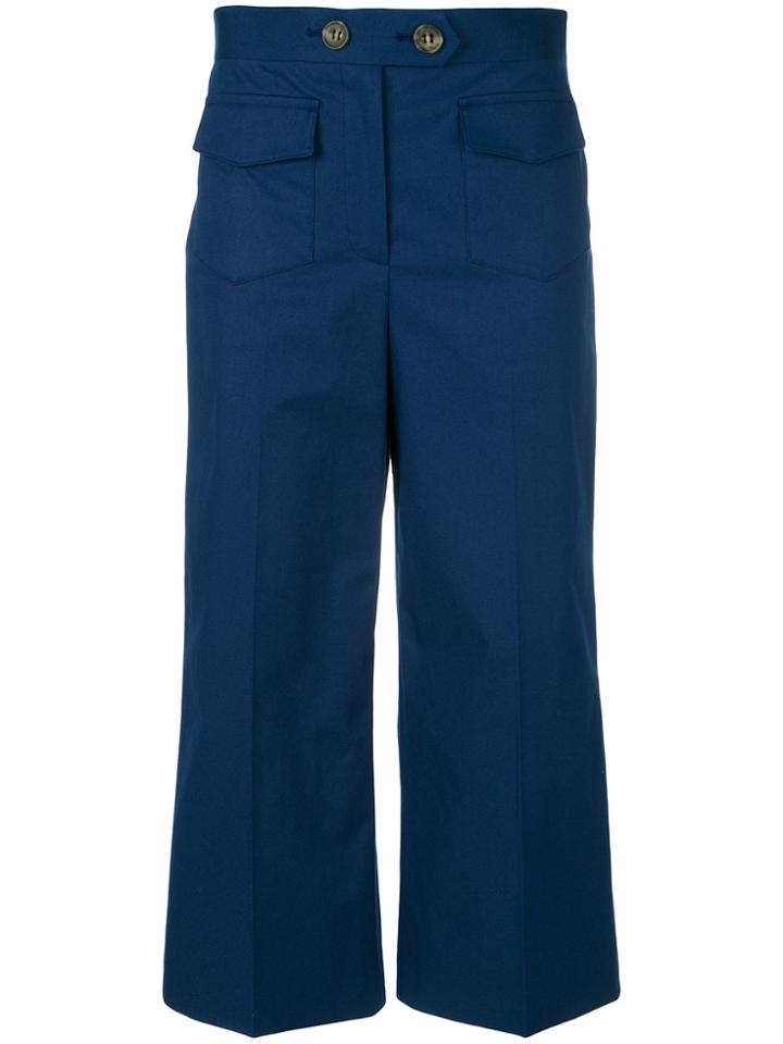 Red Valentino Cropped Wide-leg Trousers - Blue