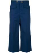 Red Valentino Cropped Wide-leg Trousers - Blue
