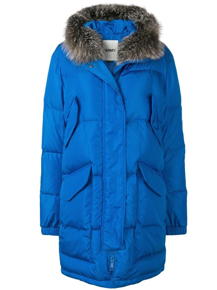 Yves Salomon Army Oversized Parka Coat - Blue