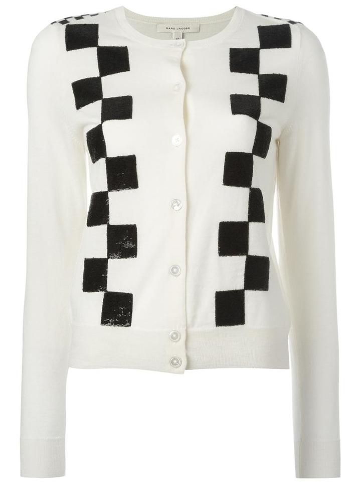 Marc Jacobs Classic Checkered Cardigan, Women's, Size: Medium, Nude/neutrals, Wool
