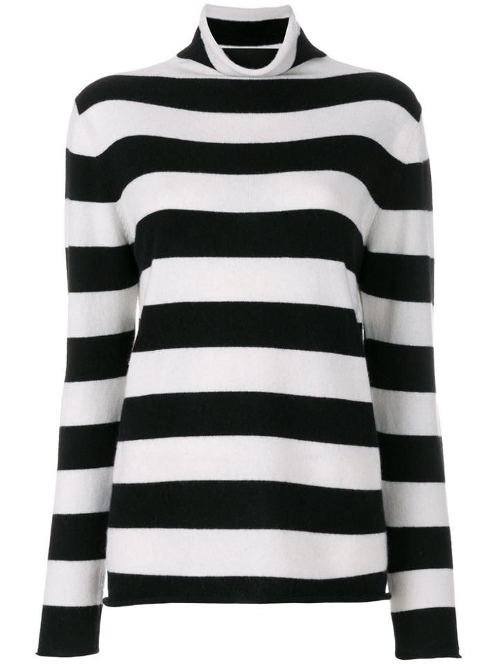 Majestic Filatures Striped Turtleneck Jumper - Black