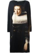 Rundholz Front Print Dress, Women's, Size: Large, Black, Virgin Wool/cotton