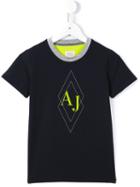 Armani Junior Diamond Logo T-shirt, Boy's, Size: 12 Yrs, Blue