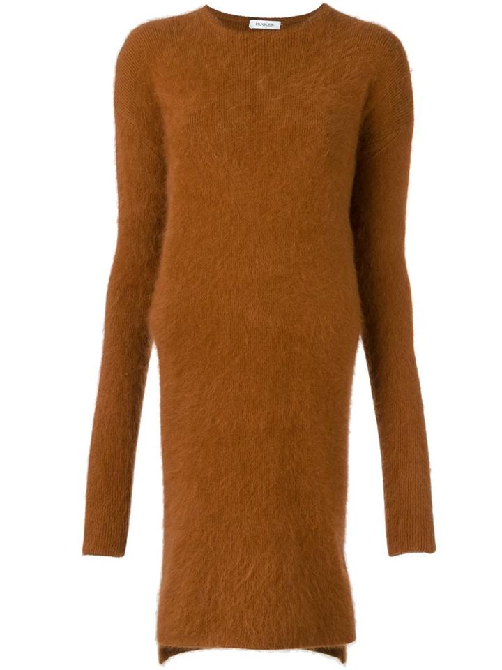 Mugler Sweater Dress, Women's, Size: 38, Brown, Polyamide/angora
