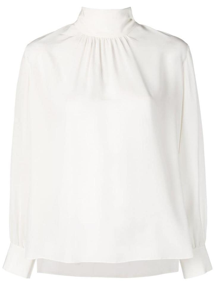 Fendi Tie Neck Silk Blouse - White