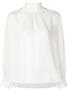Fendi Tie Neck Silk Blouse - White