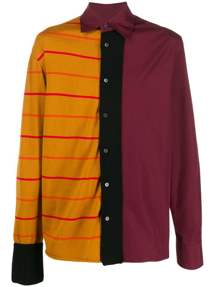 Marni Asymmetric Contrast Panel Shirt - Red