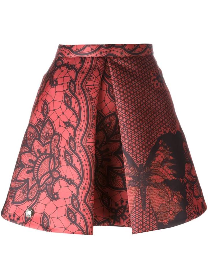 Philipp Plein 'icy Eyes' Skirt, Women's, Size: Small, Red, Acetate/viscose/polyester