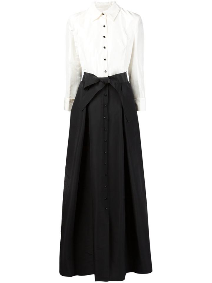 Carolina Herrera Two-tone Front Button Gown - White