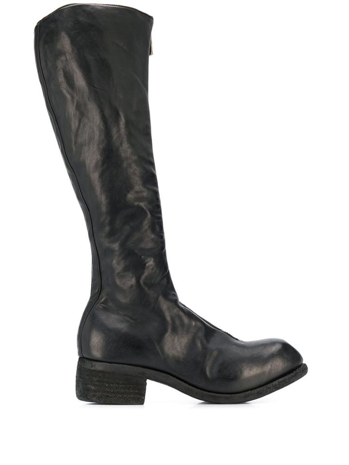 Guidi Mid-calf Front-zip Boots - Black