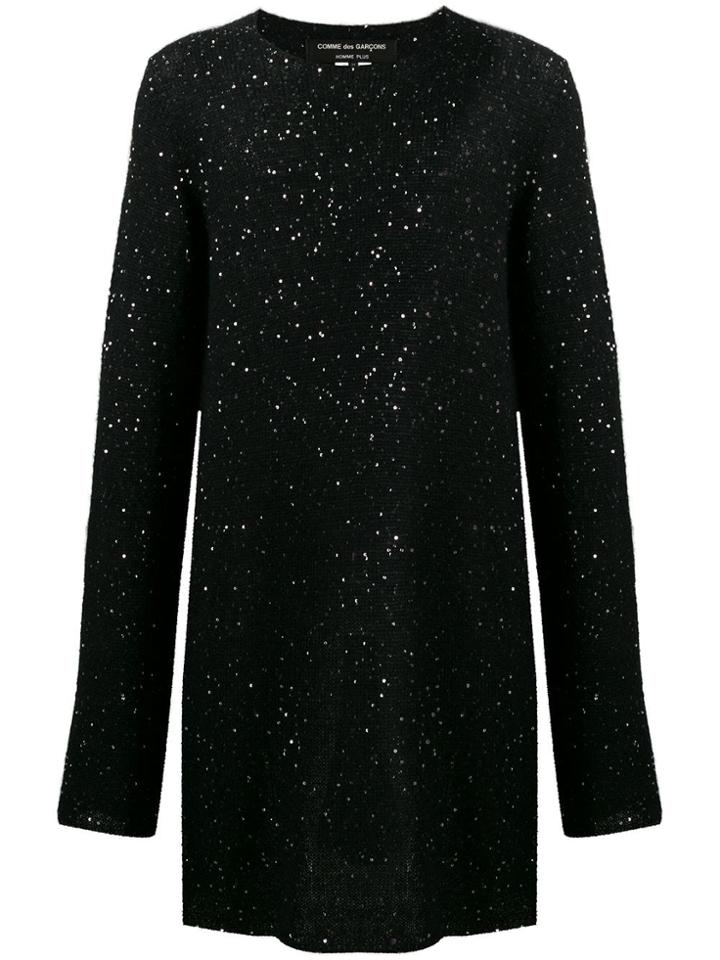 Comme Des Garçons Homme Plus Sequined Oversized Knit Sweater - Black