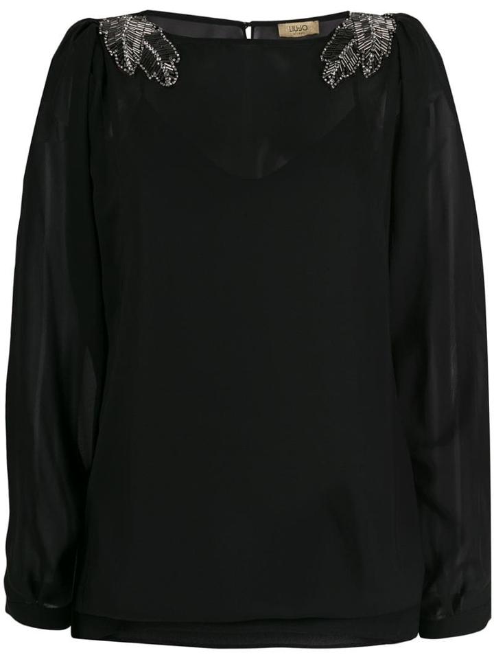 Liu Jo Sequin Embroidered Top - Black