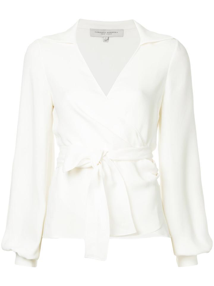 Carolina Herrera Bishop Sleeve Wrap Blouse - White