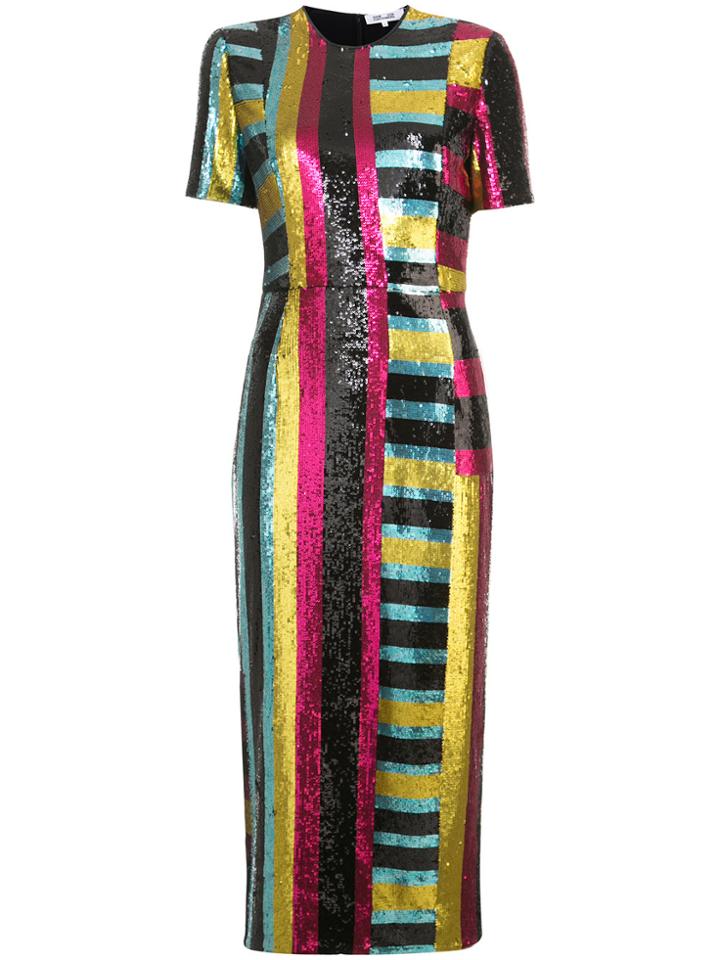 Dvf Diane Von Furstenberg Short-sleeve Sequin Dress - Multicolour