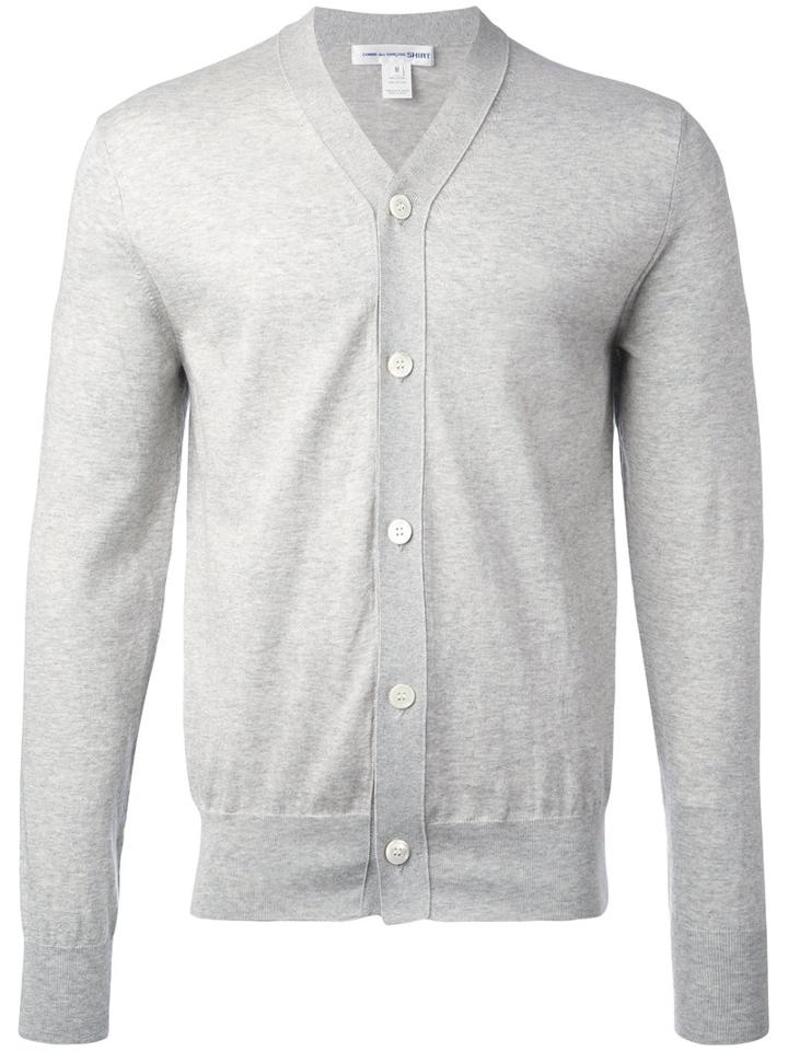 Comme Des Garçons Shirt - V-neck Cardigan - Men - Cotton - S, Grey, Cotton