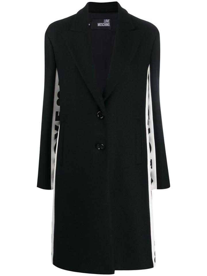 Love Moschino Side-stripe Logo Print Coat - Black