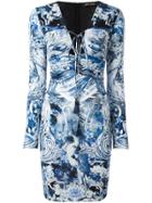 Roberto Cavalli Multi-print Fitted Dress - Blue