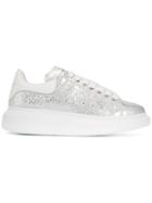 Alexander Mcqueen Crackle Leather Sneakers - Silver