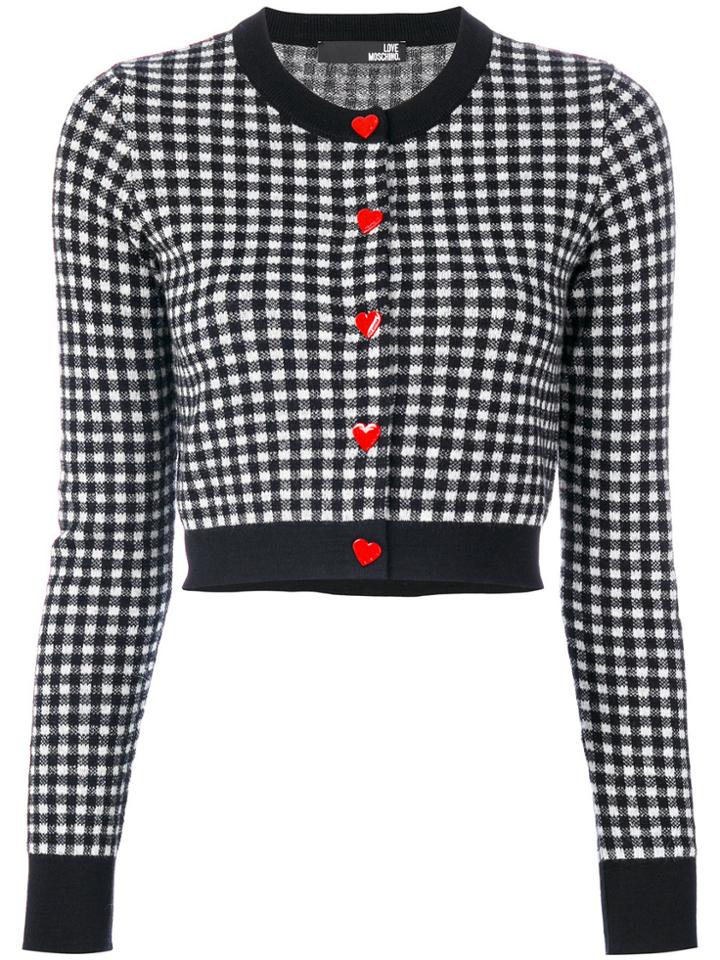 Love Moschino Cropped Gingham Cardigan - Black