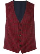Lardini Checked Waistcoat, Men's, Size: 48, Red, Nylon/spandex/elastane/wool