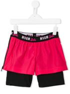 Msgm Kids Double Layered Shorts, Girl's, Size: 12 Yrs, Pink/purple