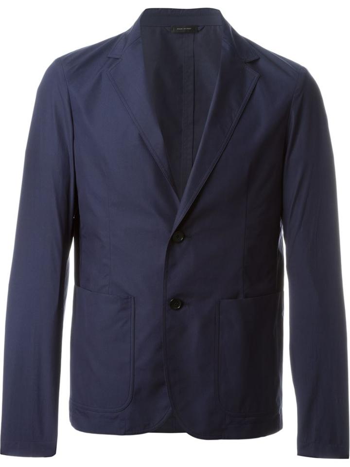 Jil Sander Two Button Blazer, Men's, Size: 50, Blue, Cotton