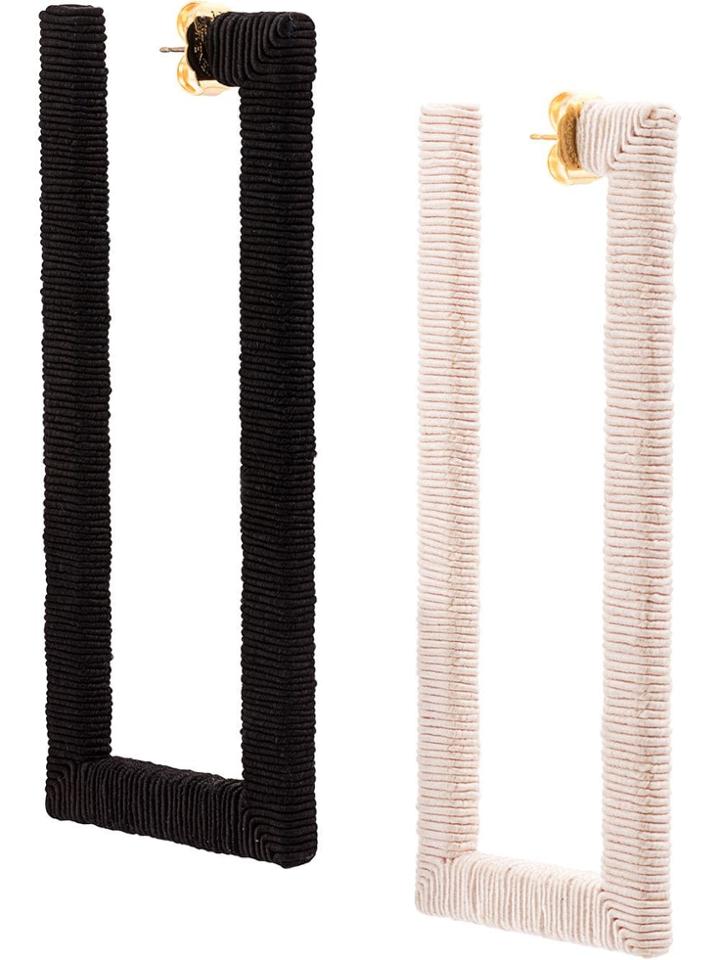 Rebecca De Ravenel Geo Hoops - Black