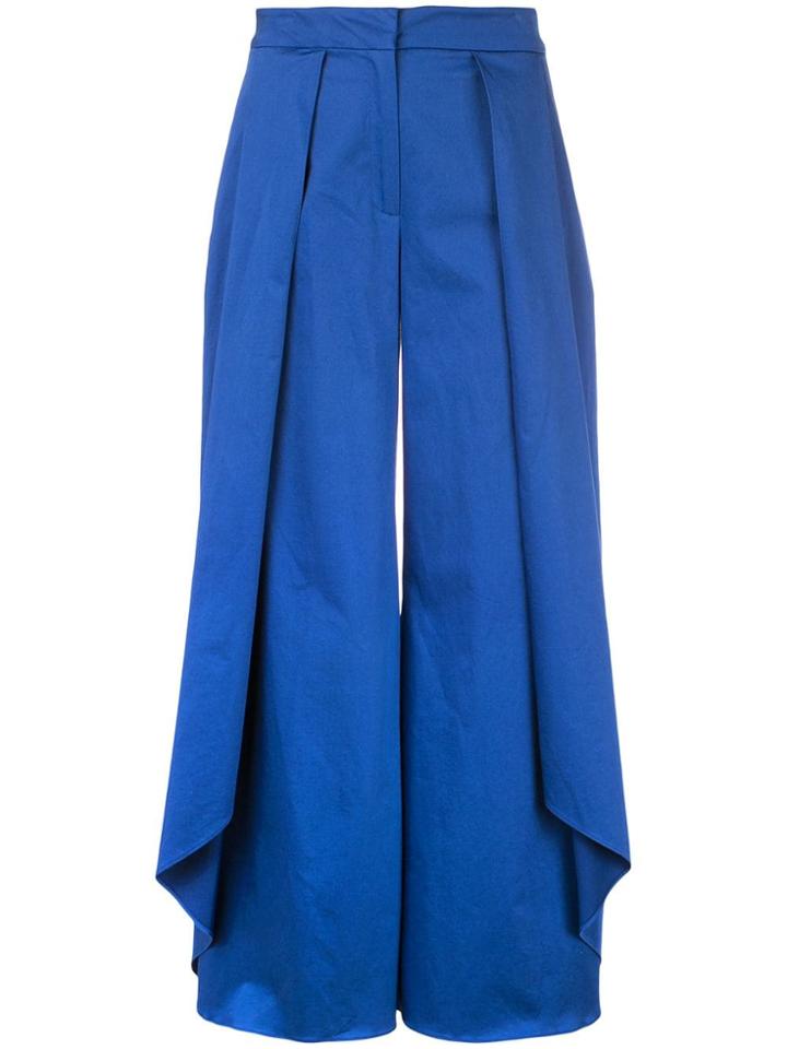 Alexis Draped Detail Palazzo Pants - Blue