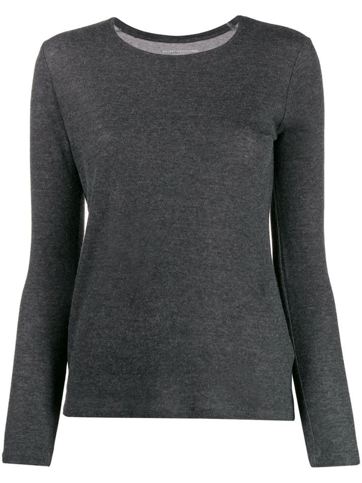 Majestic Filatures Mottled Crew Neck Top - Grey